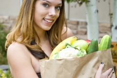 Woman carrying groceries