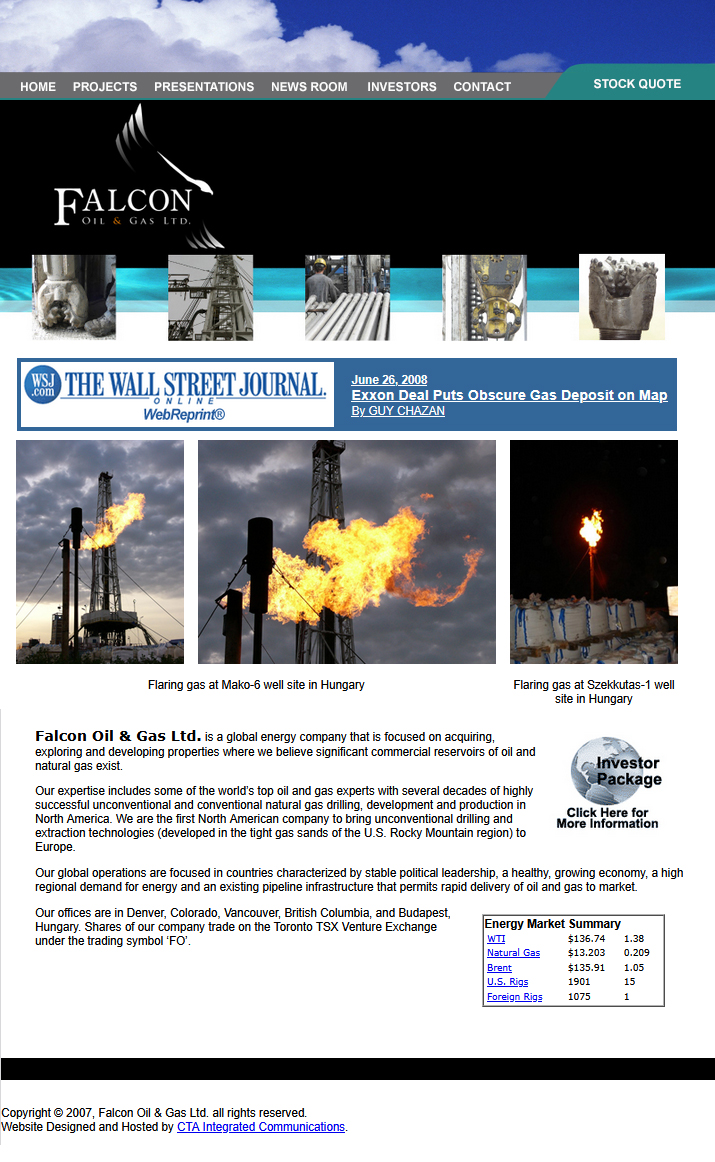 Falcon Oil website example