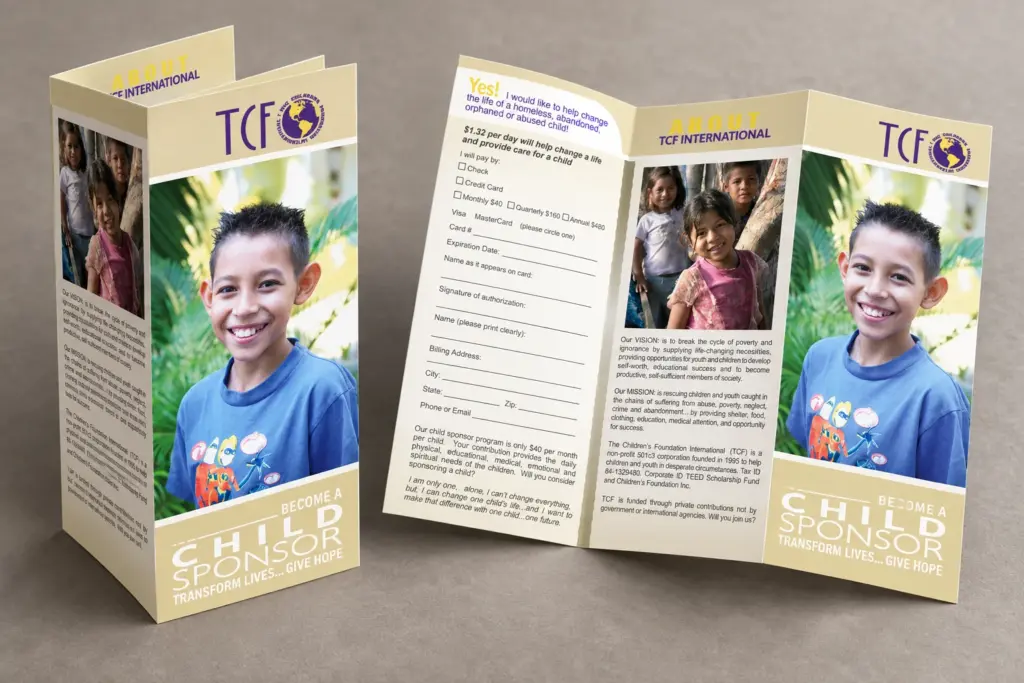 The Children’s Foundation client work: Folded Tri-Fold Brochure Series.