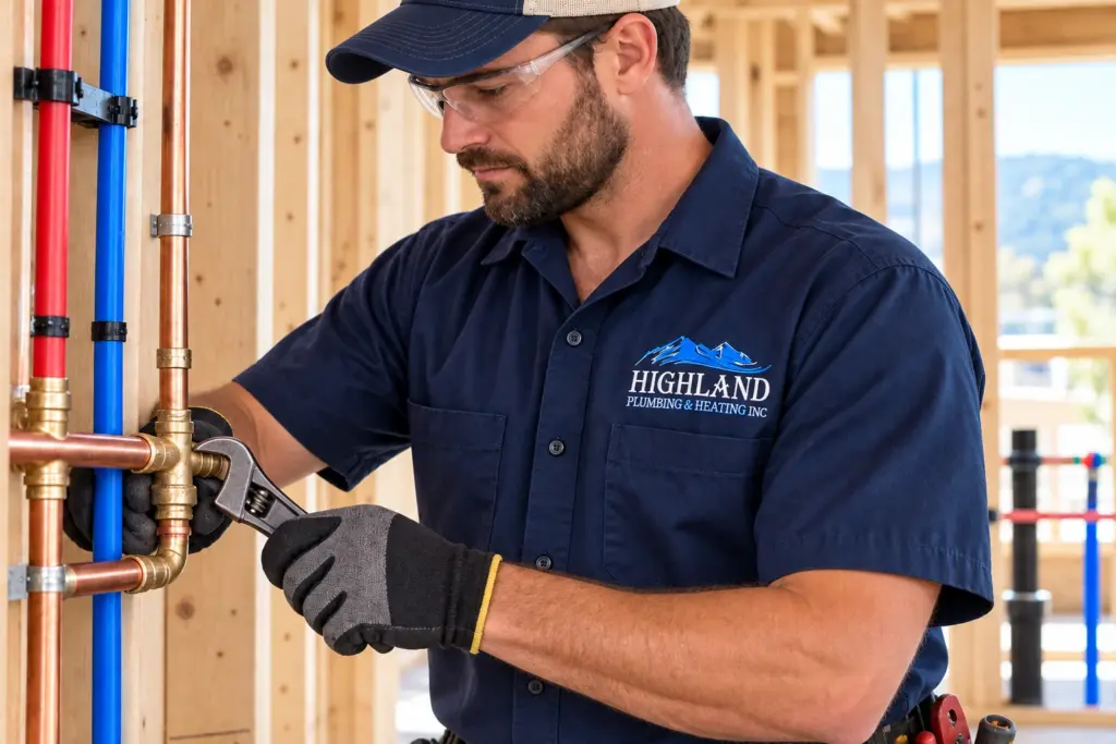 Highland Plumbing & Heating client work: Branded Workwear.