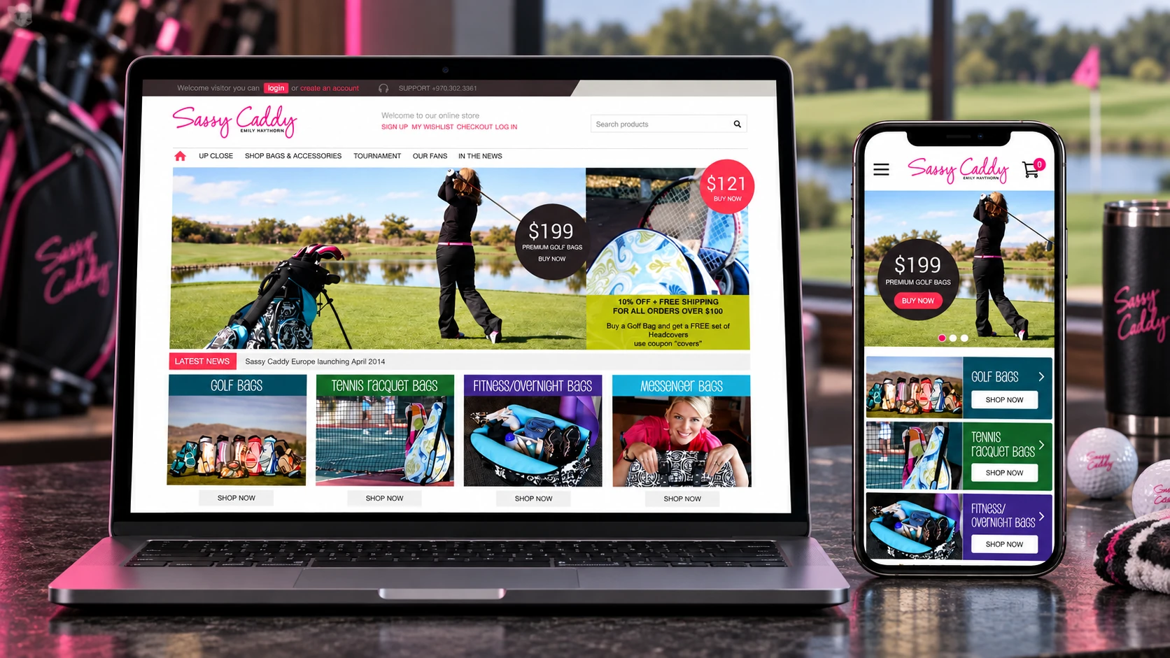 Sassy Caddy client work: Ecommerce Website.