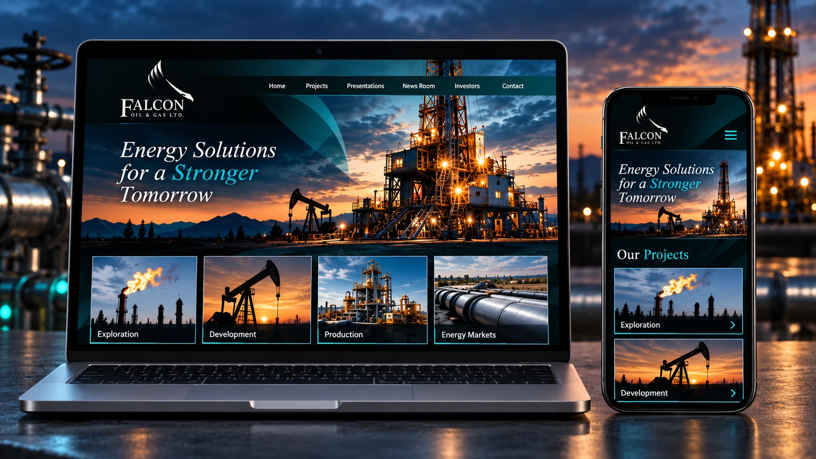 Falcon Oil & Gas client work: Website Design.