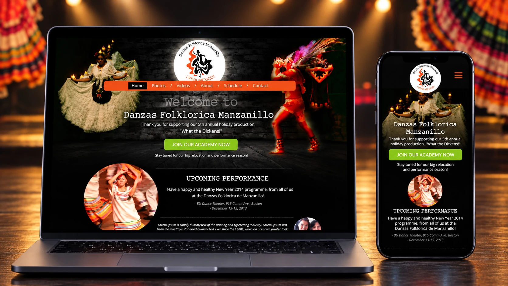 Ballet Folklórico Los Angelitos client work: Website Design.