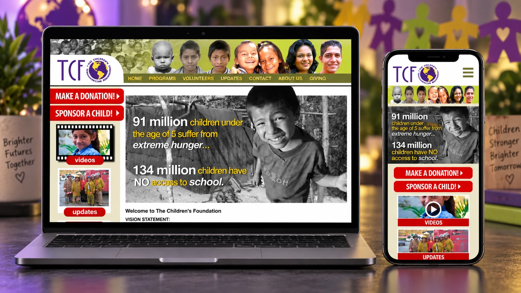 The Children’s Foundation client work: Foundation Website.
