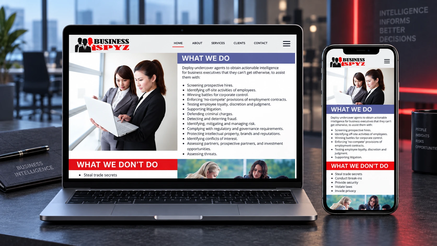 Business Spyz client work: Website Design.
