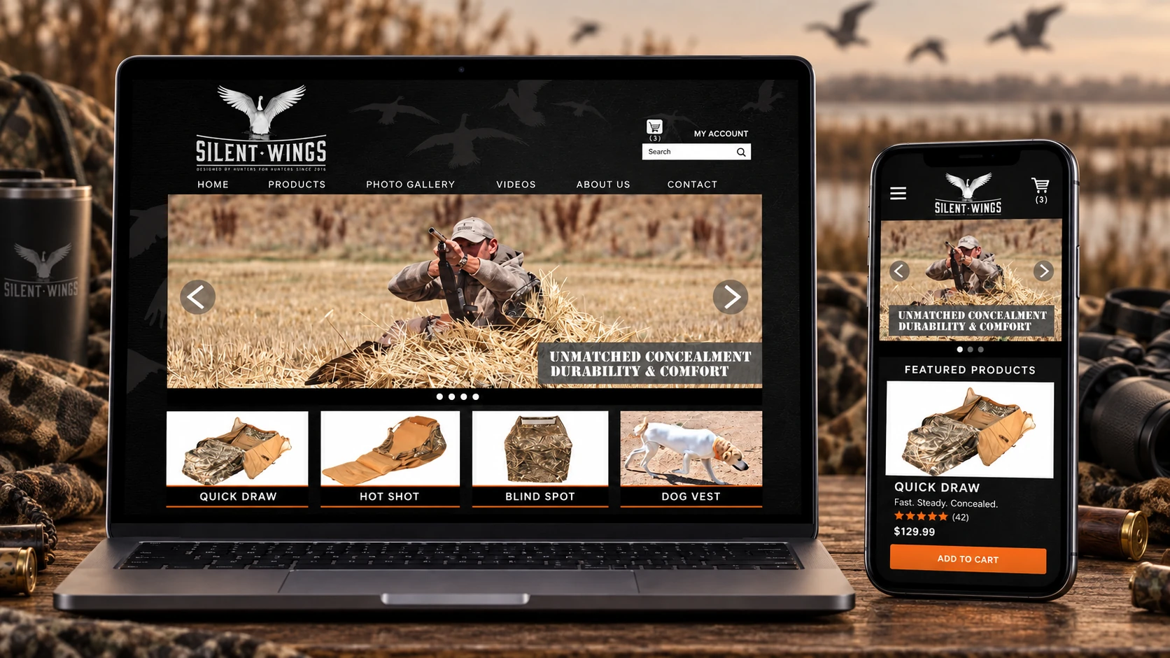Silent Wings client work: Ecommerce Website.